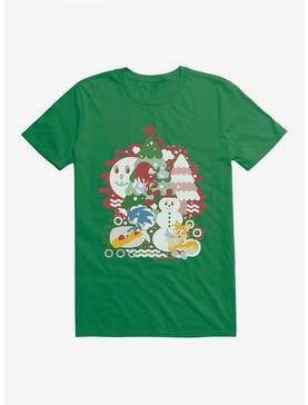 Sonic The Hedgehog Winter Snow Friends Color T-Shirt, KELLY GREEN, hi-res