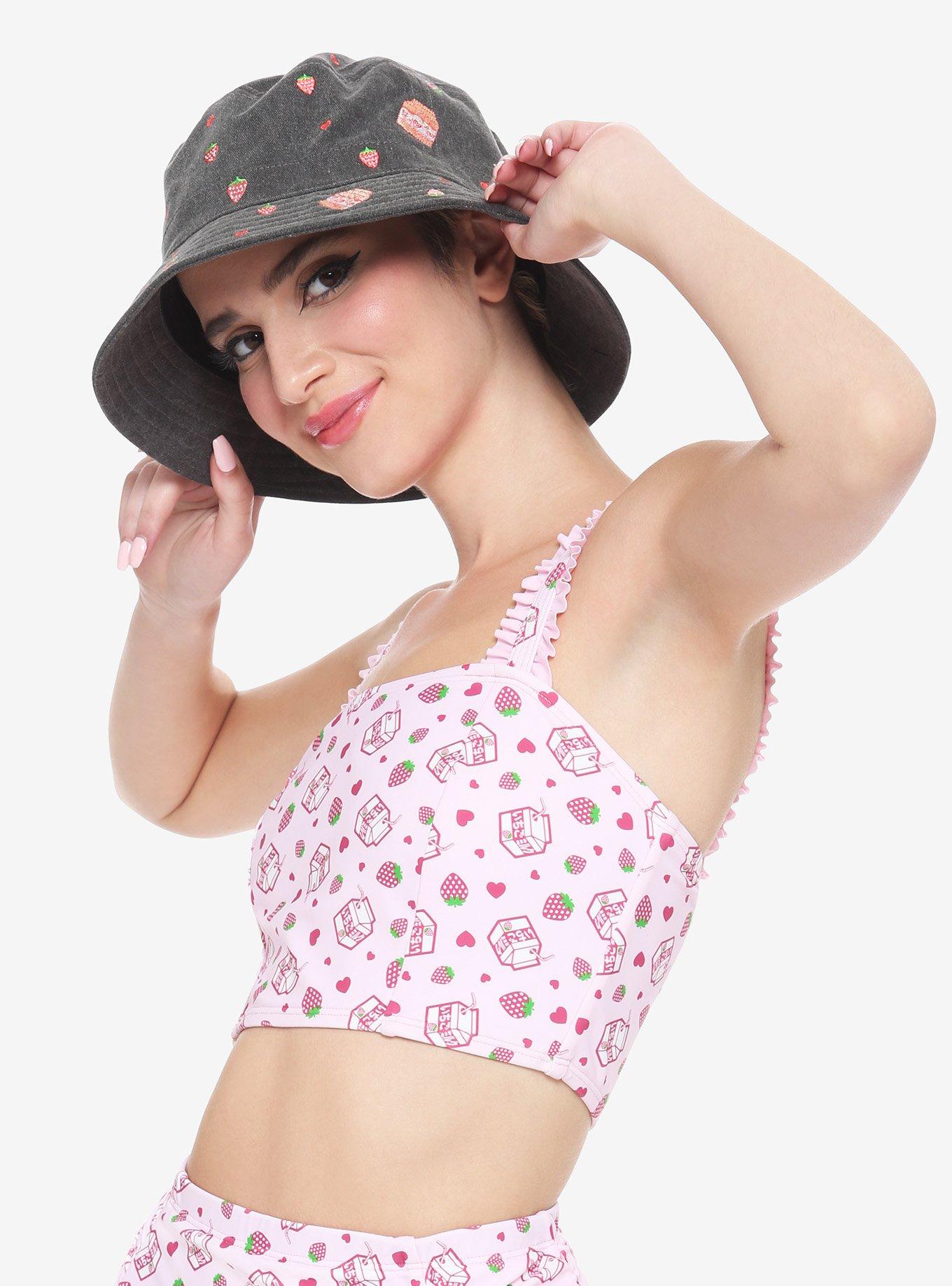 Strawberry Milk Ruffle Swim Top