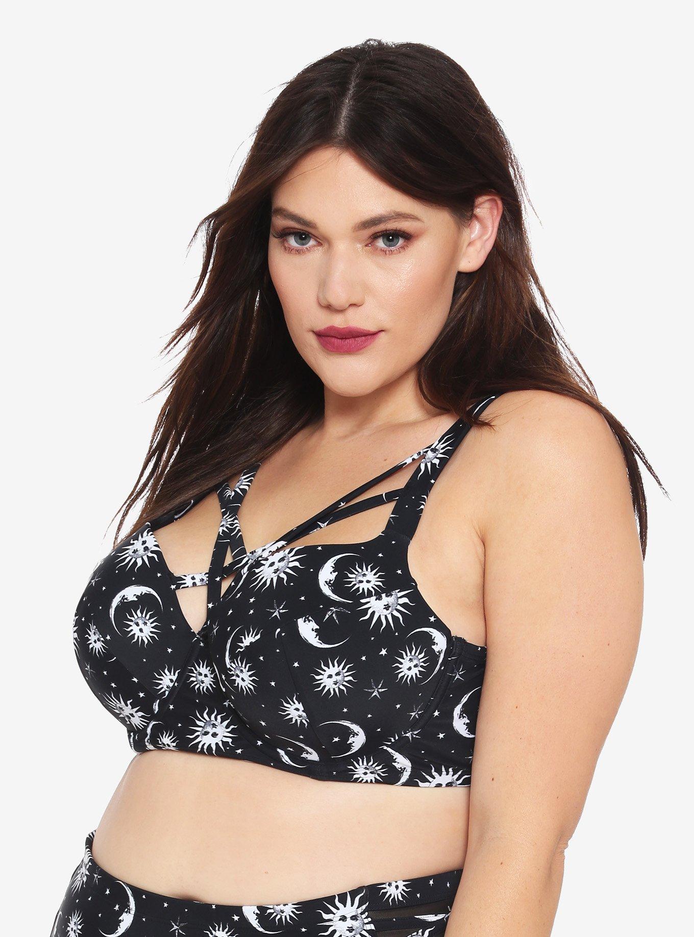 Celestial Crisscross Swim Top Plus Size, WHITE, hi-res
