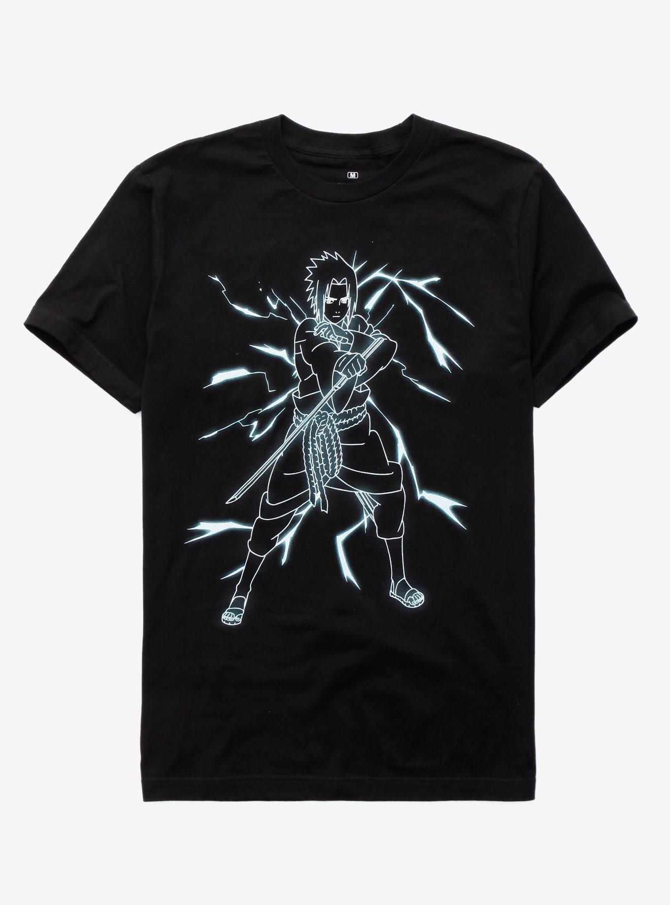 Naruto Shippuden Sasuke Lightning T-Shirt, BLACK, hi-res