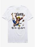 One Piece Luffy Jumping T-Shirt, WHITE, hi-res