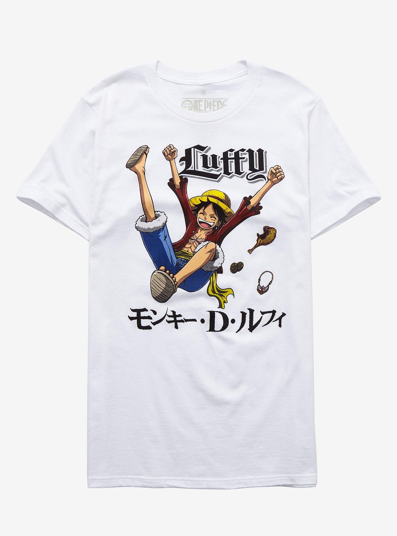 One Piece Luffy Jumping T-Shirt, WHITE, hi-res