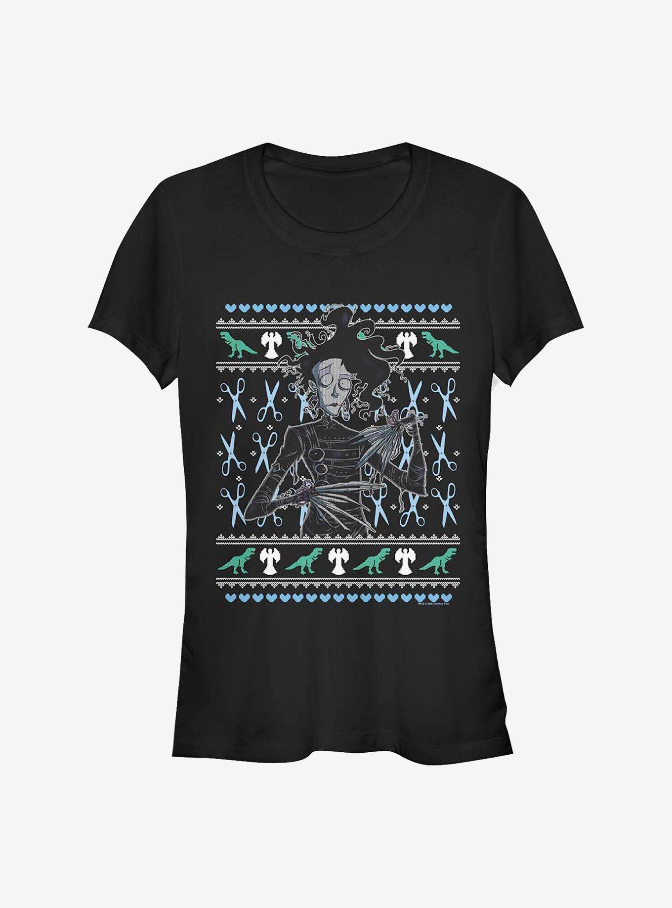 Edward Scissorhands Ugly Christmas Scissorhands Girls T-Shirt, BLACK, hi-res
