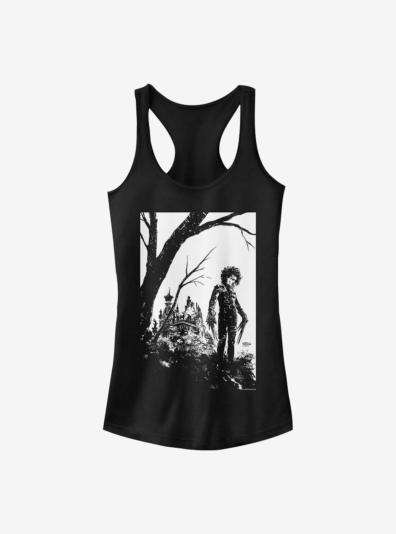 Edward Scissorhands Black And White Cover Girls Tank Hot Topic Web Exclusive, BLACK, hi-res