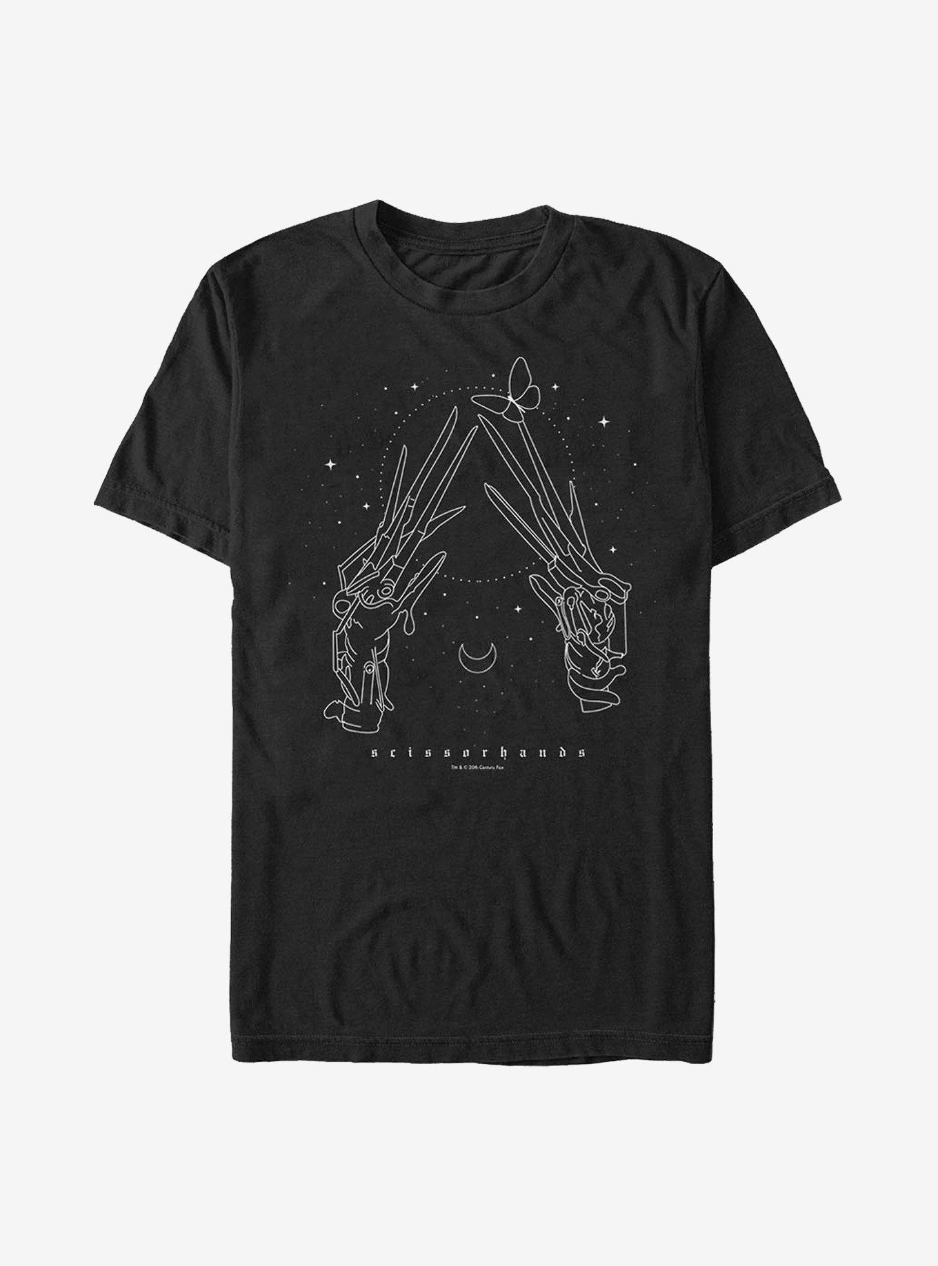 Edward Scissorhands Celestial Scissors T-Shirt Hot Topic Web Exclusive, BLACK, hi-res