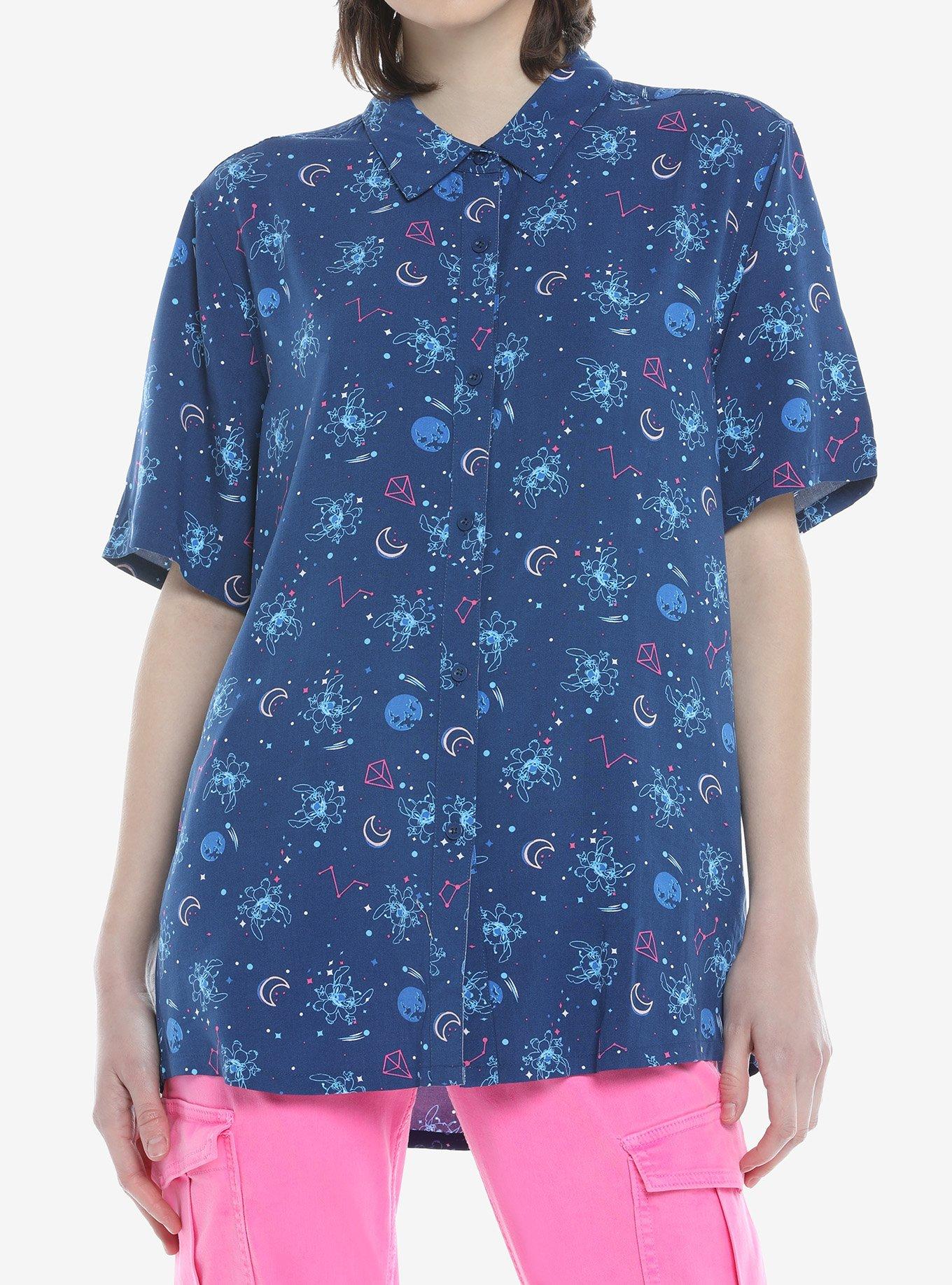 Disney Lilo & Stitch Cosmic Stitch Girls Woven Button-Up, MULTI, hi-res