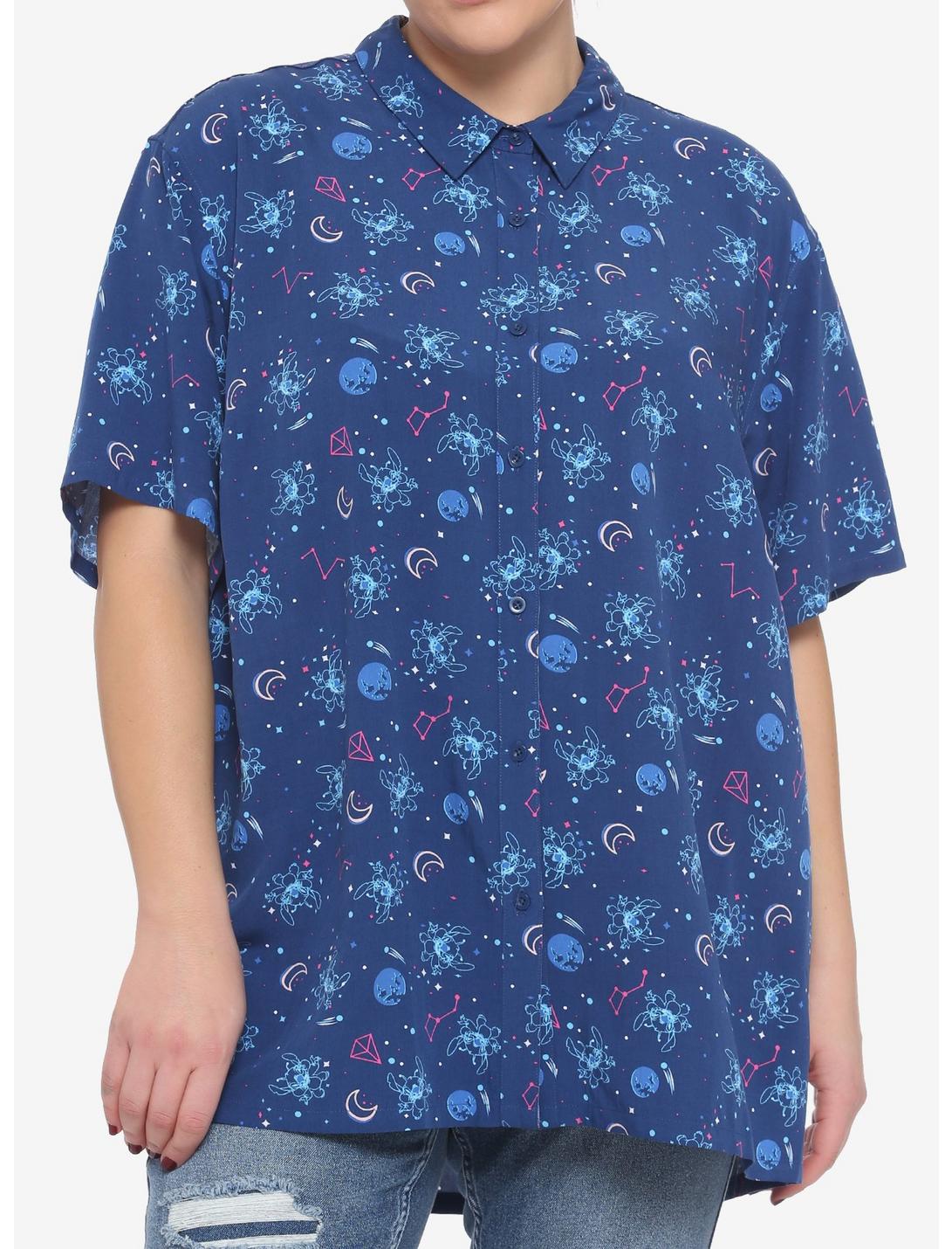 Disney Lilo & Stitch Cosmic Stitch Girls Woven Button-Up Plus Size, MULTI, hi-res