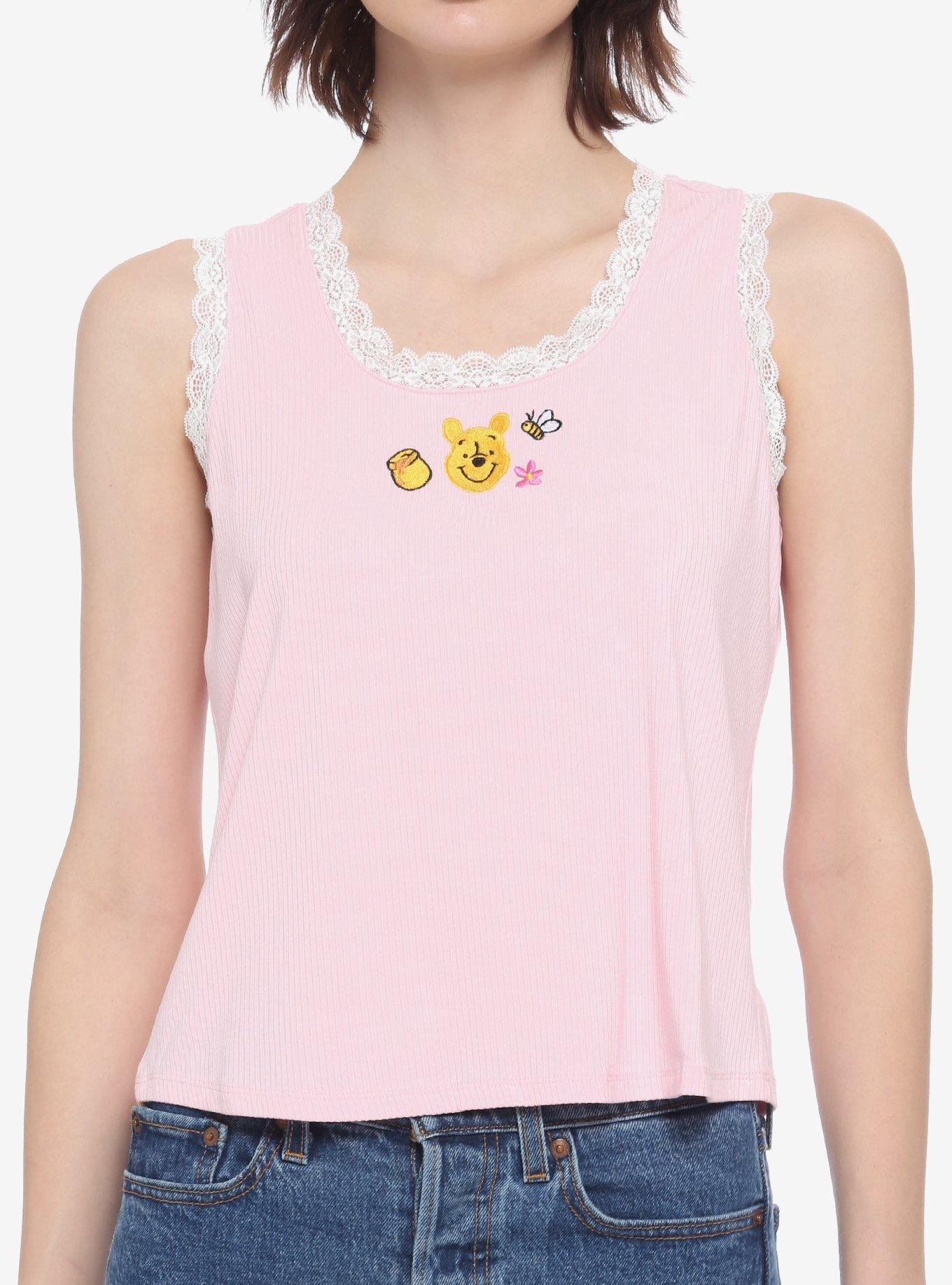 Disney Winnie The Pooh Lace Trim Girls Tank Top, MULTI, hi-res