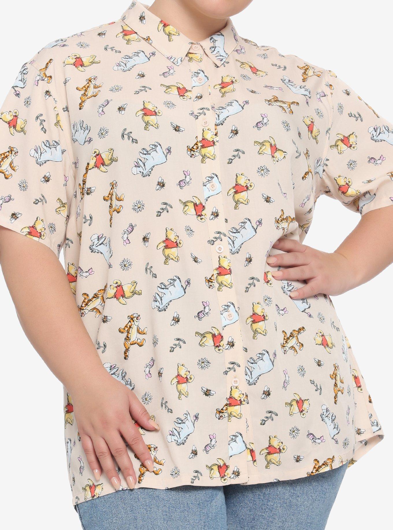 Disney Winnie The Pooh Characters Girls Woven Button-Up Plus Size, MULTI, hi-res