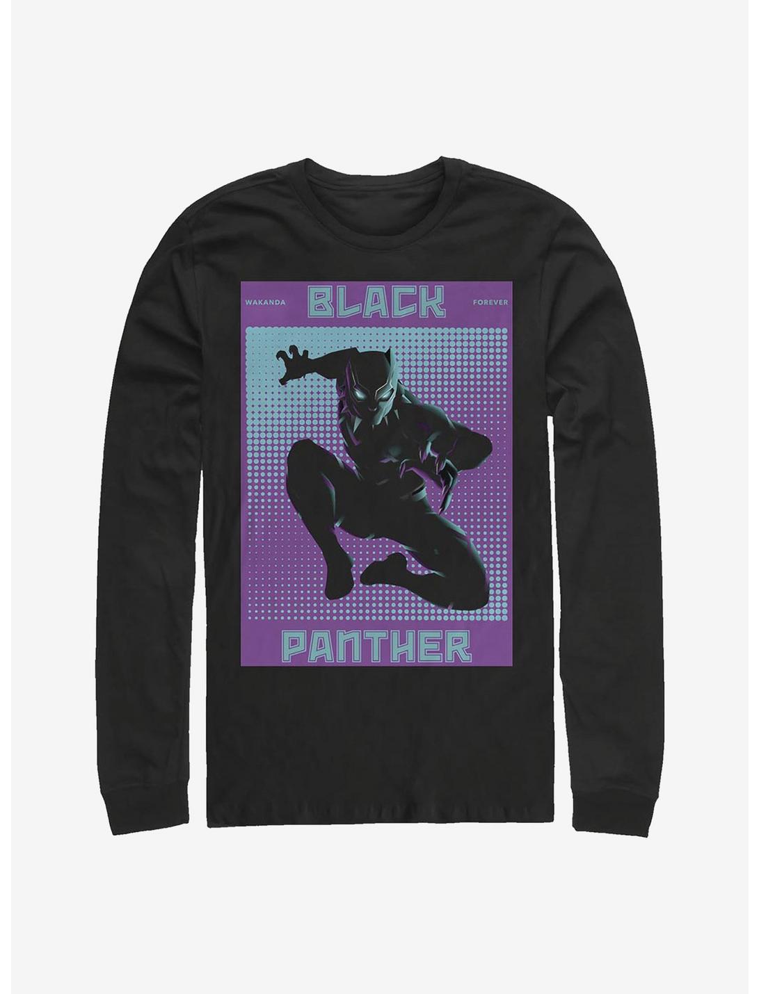 Marvel Black Panther Halftone Panther Long-Sleeve T-Shirt, BLACK, hi-res