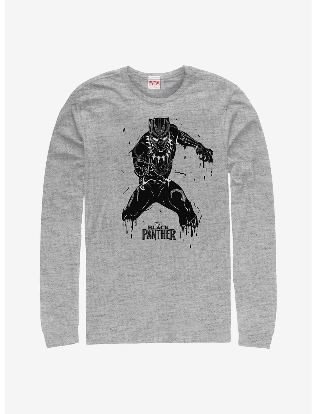 Marvel Black Panther Splattered Panther Long-Sleeve T-Shirt, ATH HTR, hi-res