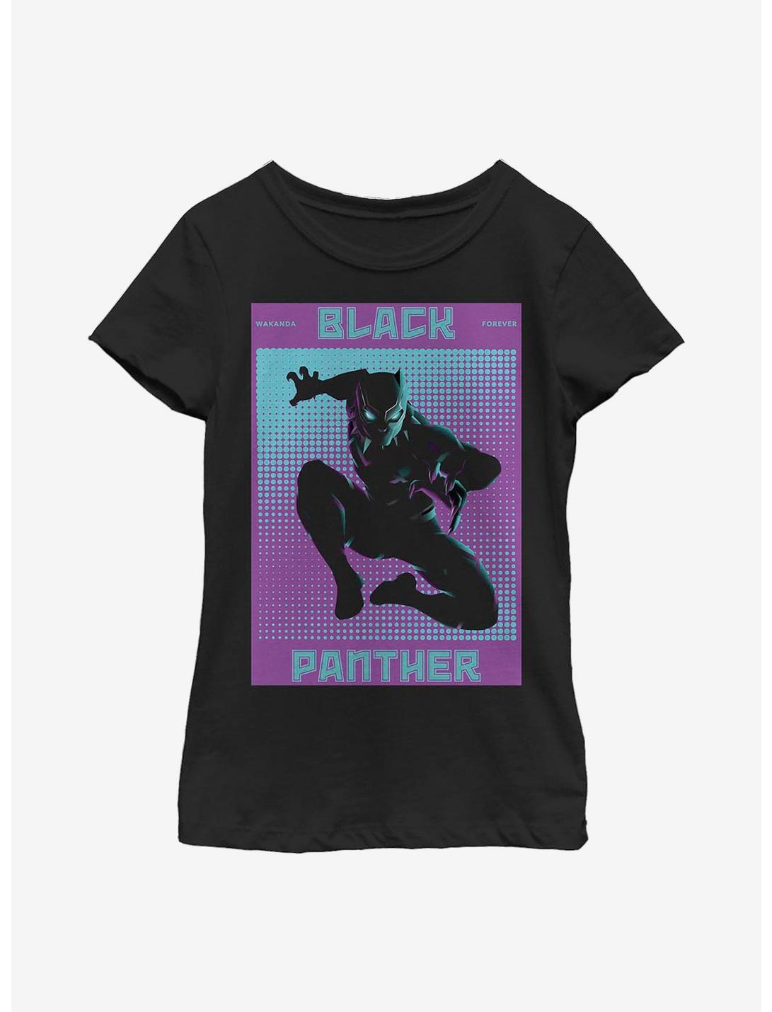 Marvel Black Panther Halftone Panther Youth Girls T-Shirt, BLACK, hi-res