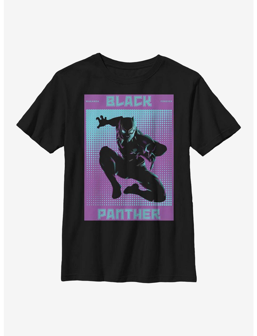 Marvel Black Panther Halftone Panther Youth T-Shirt, BLACK, hi-res
