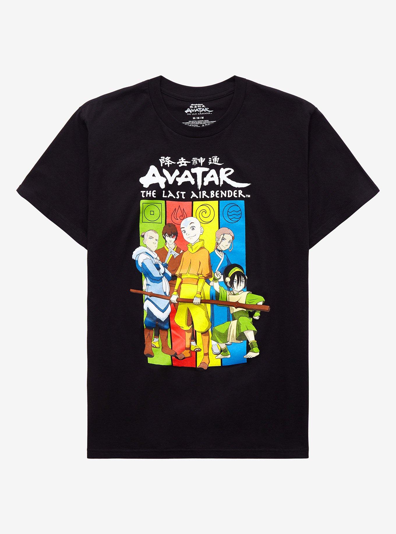 Avatar: The Last Airbender Group & Element Panels T-Shirt, BLACK, hi-res