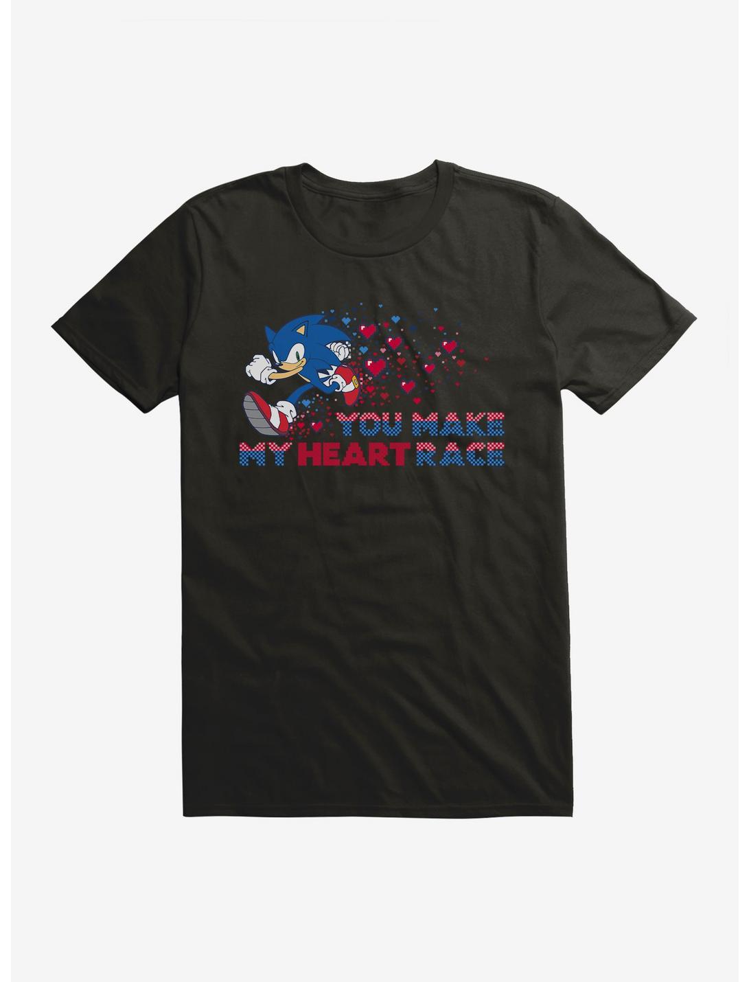 Sonic The Hedgehog Valentine Gaming Heart Race T-Shirt, BLACK, hi-res