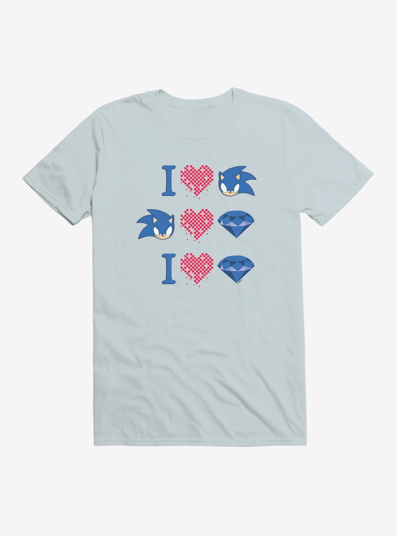Sonic The Hedgehog Valentine Gaming Icons T-Shirt, LIGHT BLUE, hi-res