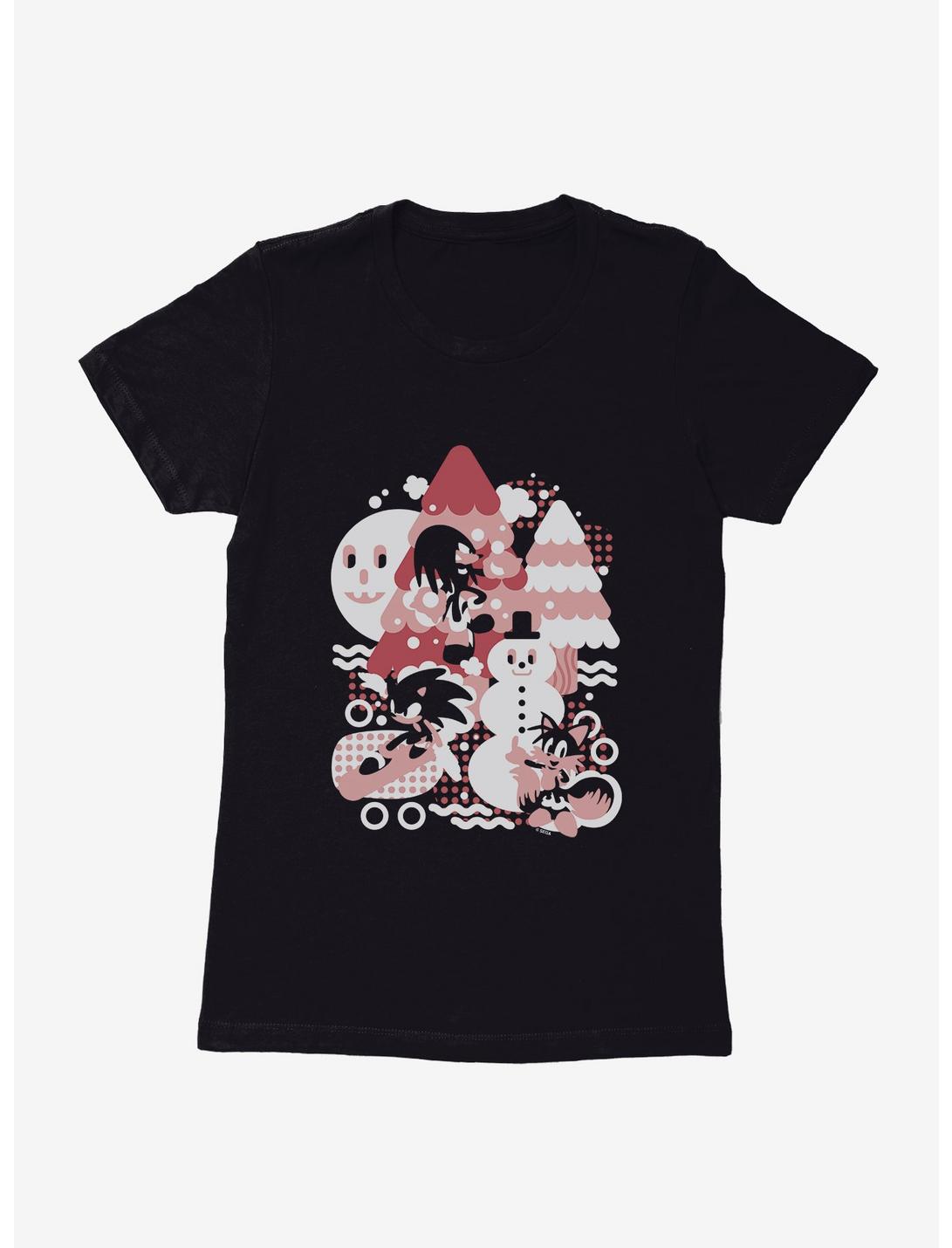Sonic The Hedgehog Winter Snow Friends Womens T-Shirt, BLACK, hi-res