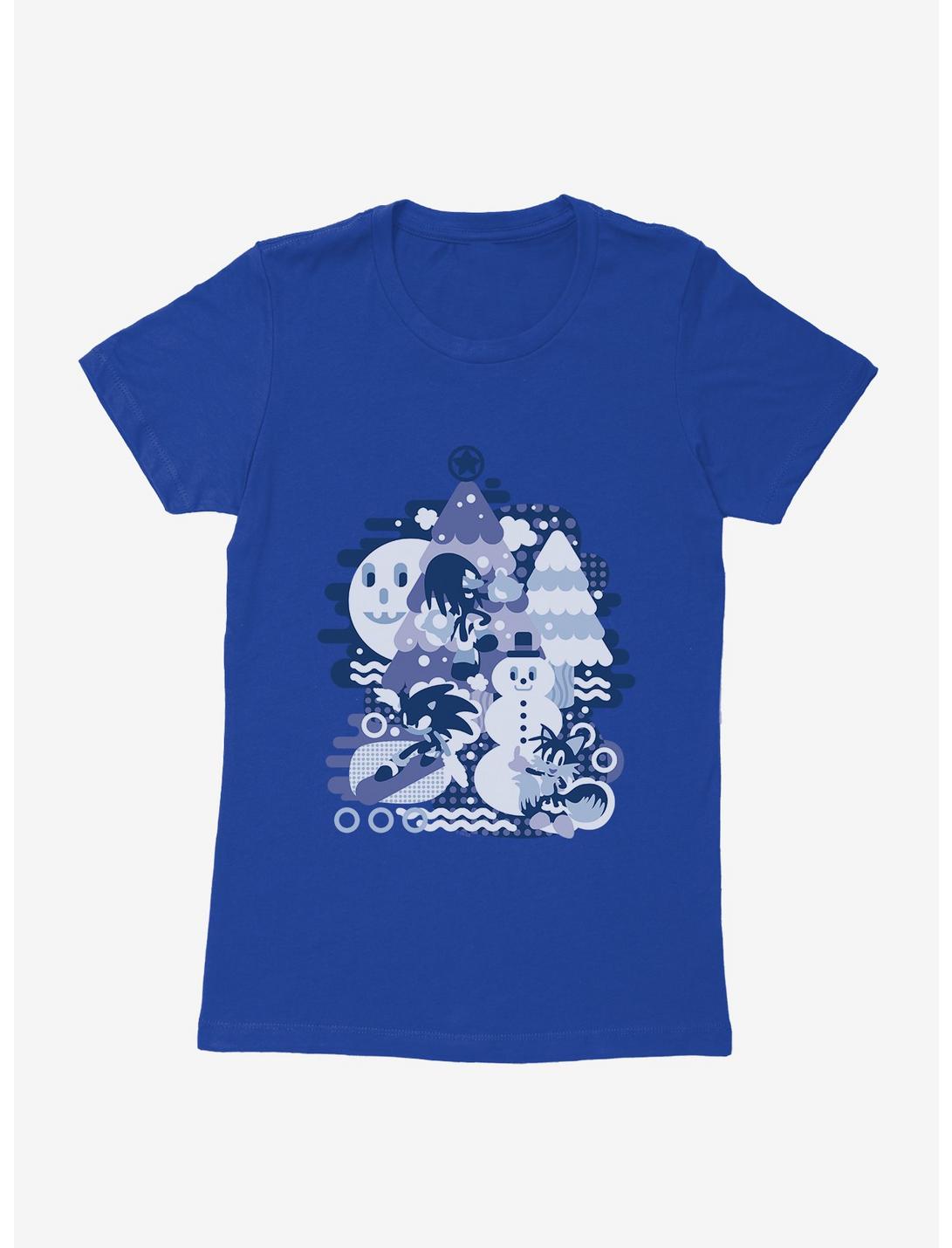 Sonic The Hedgehog Winter Snow Friends Blue Tone Womens T-Shirt, ROYAL, hi-res
