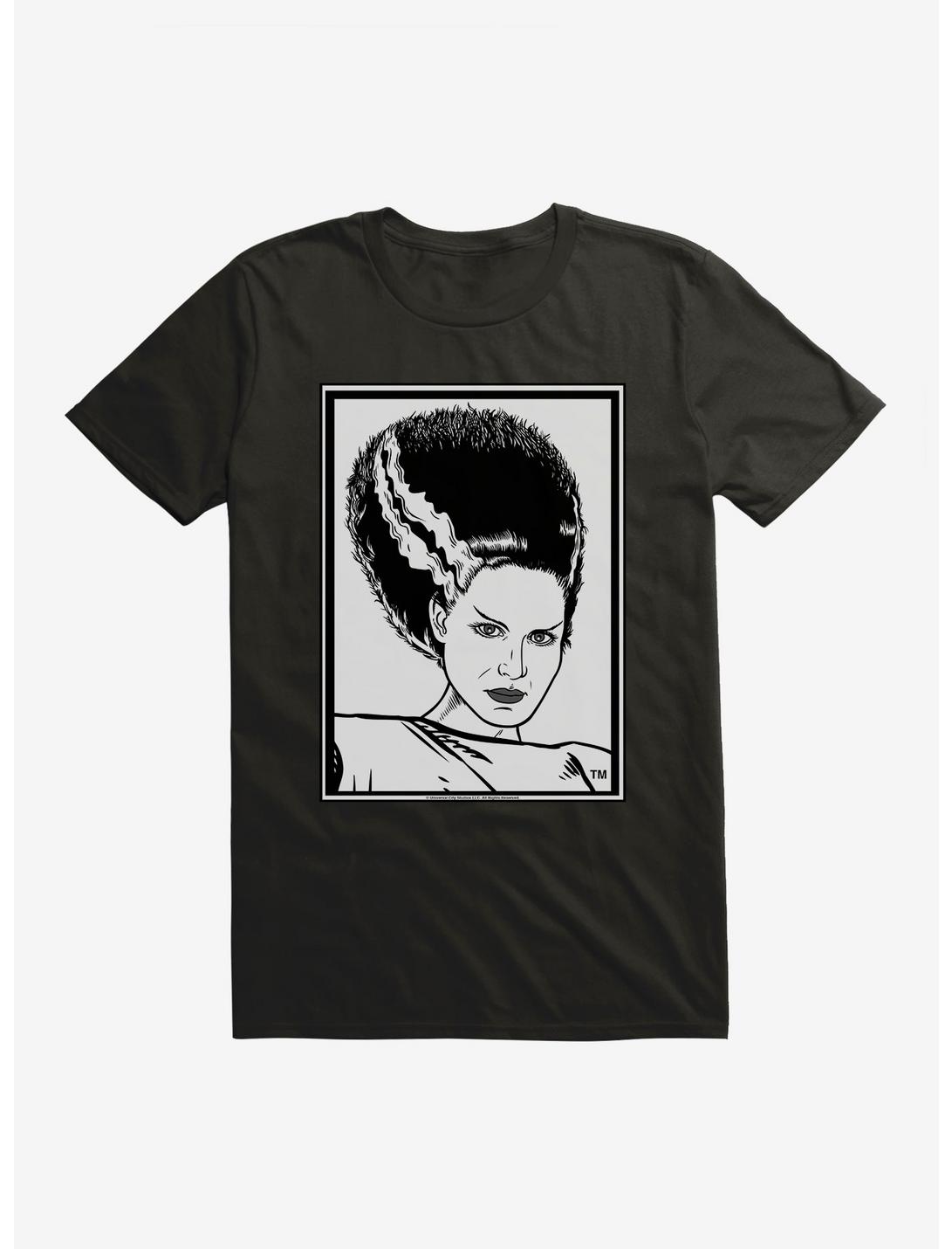 Universal Monsters Bride Of Frankenstein Outline Art T-Shirt, BLACK, hi-res