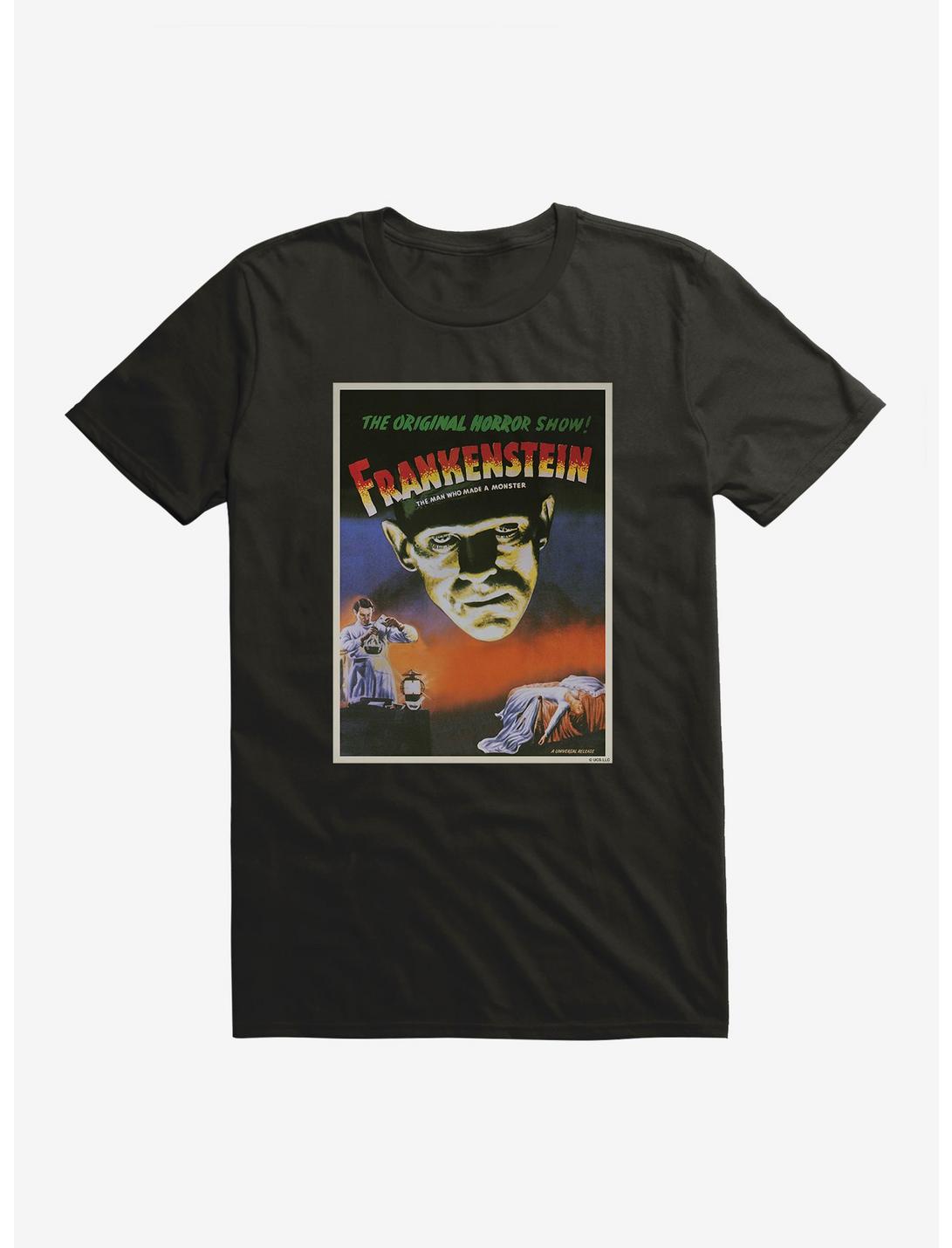 Universal Monsters Frankenstein Vintage Poster T-Shirt, BLACK, hi-res