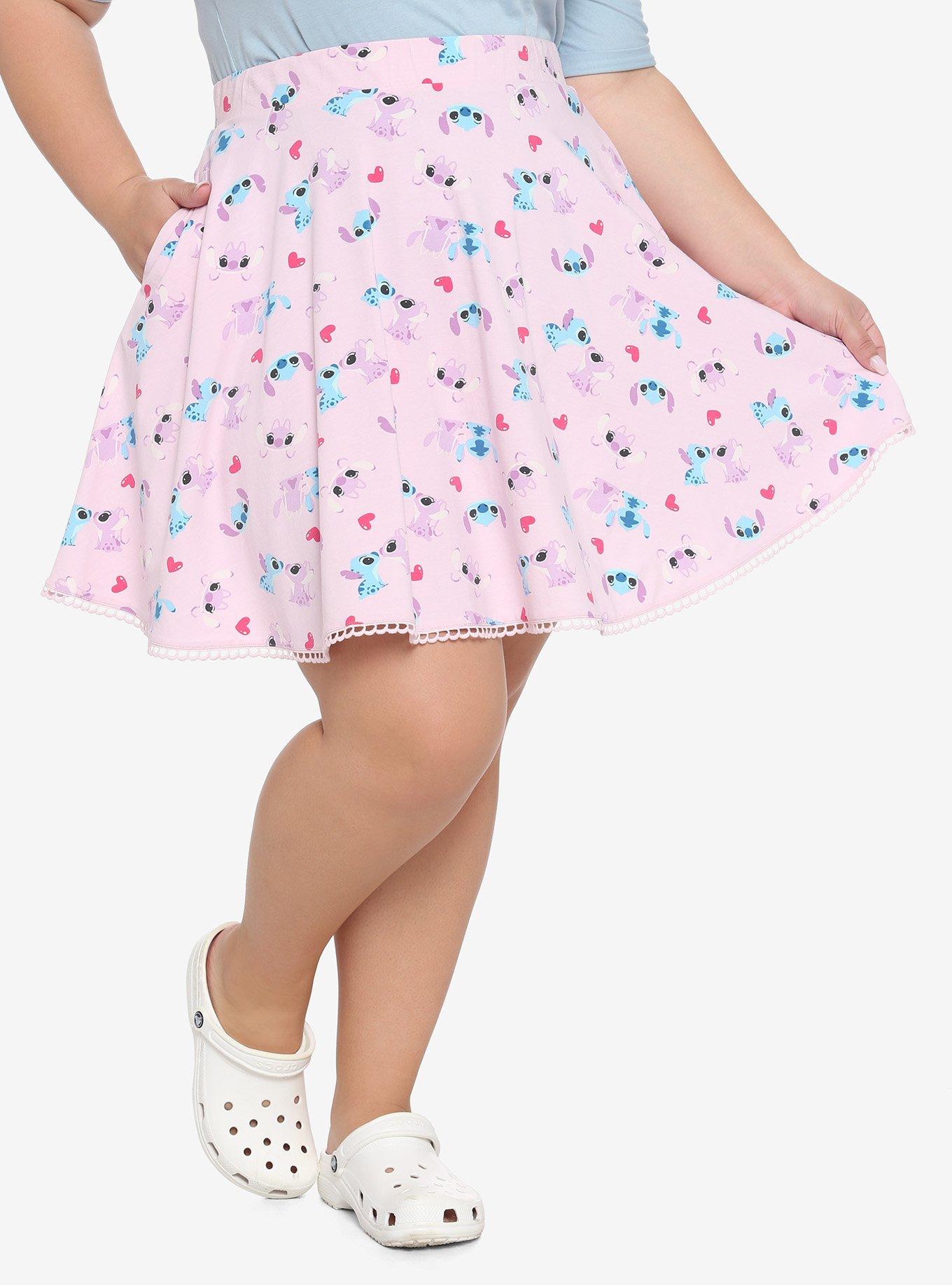 Disney Valentine's Lilo & Stitch Angel & Stitch Heart Skirt Plus Size, MULTI, hi-res