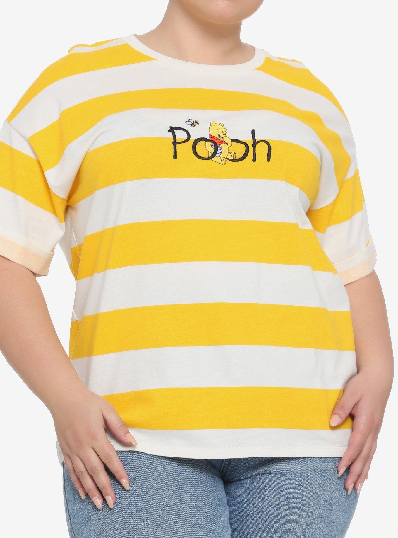 Disney Winnie The Pooh Logo Stripe Girls T-Shirt Plus Size, WHITE, hi-res