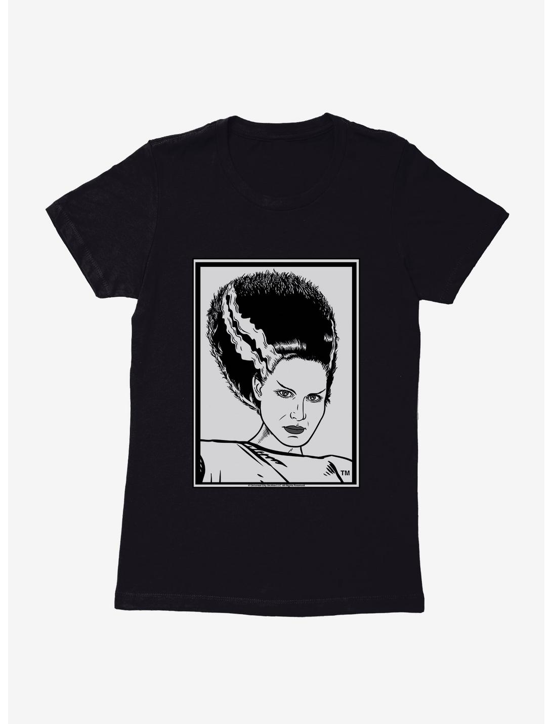 Universal Monsters Bride Of Frankenstein Outline Art Womens T-Shirt, BLACK, hi-res