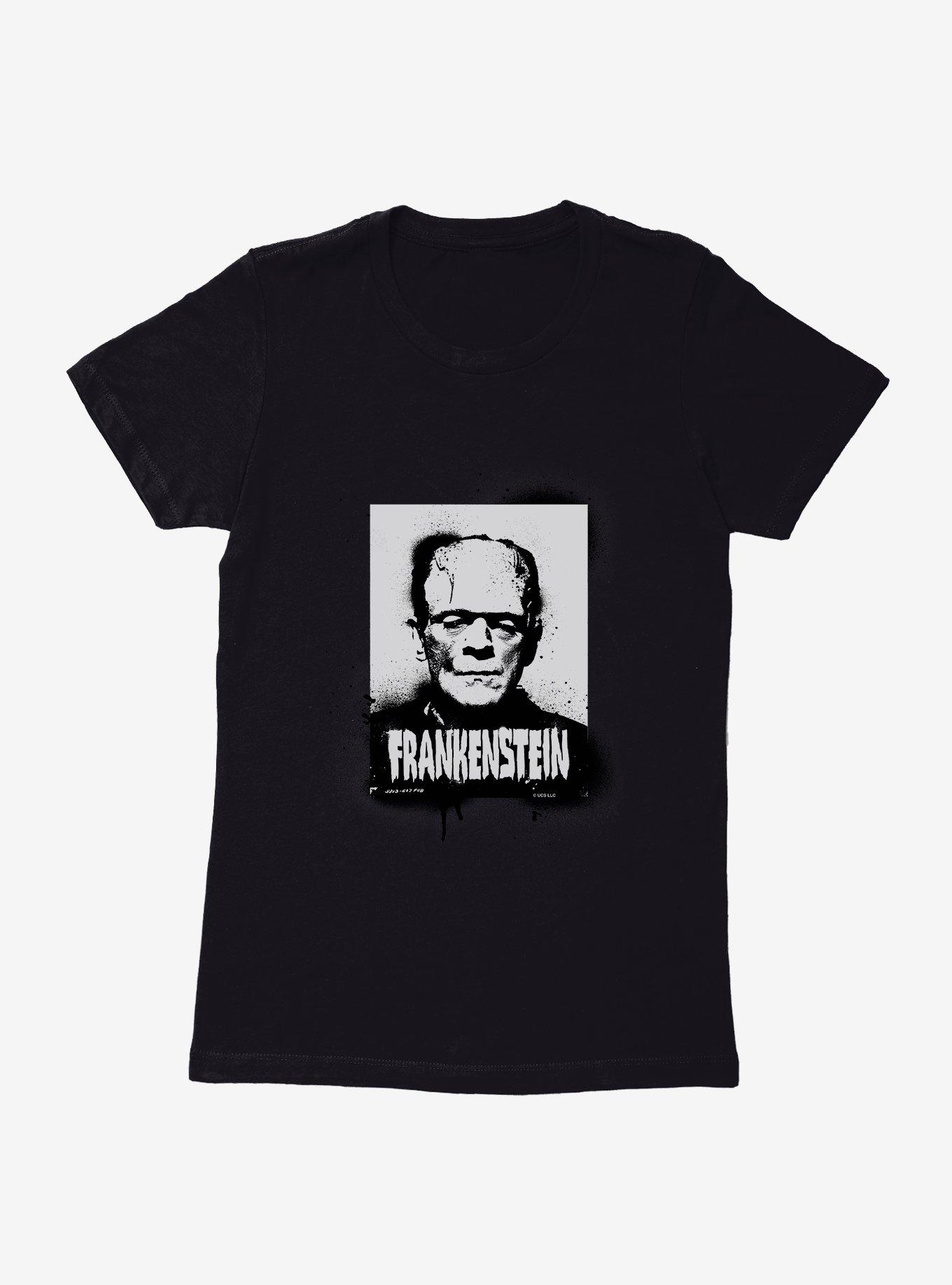 Universal Monsters Frankenstein Spray Paint Portrait Womens T-Shirt, BLACK, hi-res