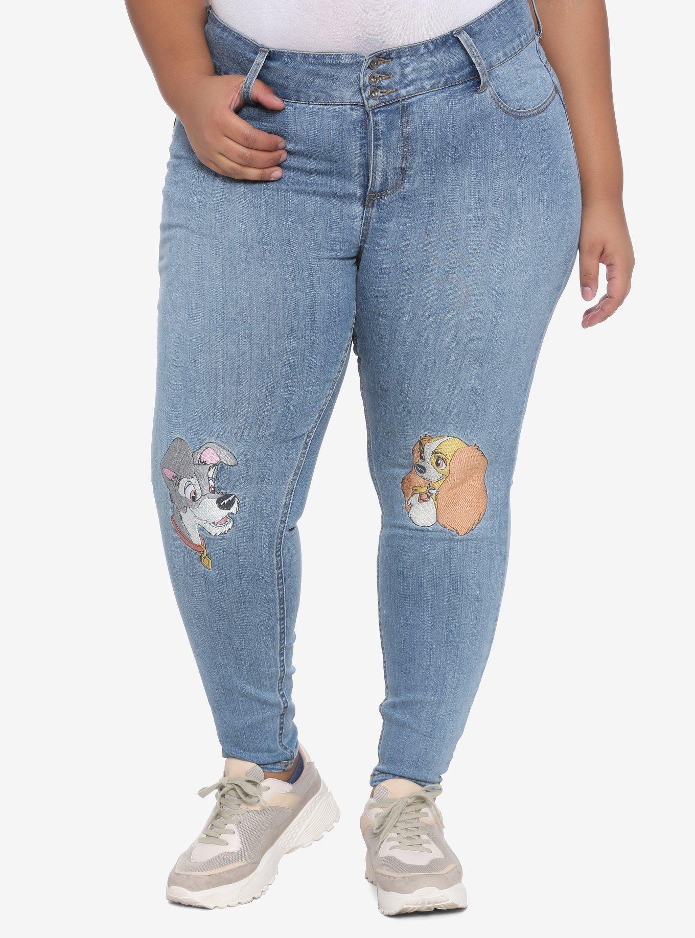 Disney Valentine's Lady & Tramp Knee Patch Jeggings Plus Size, MULTI, hi-res