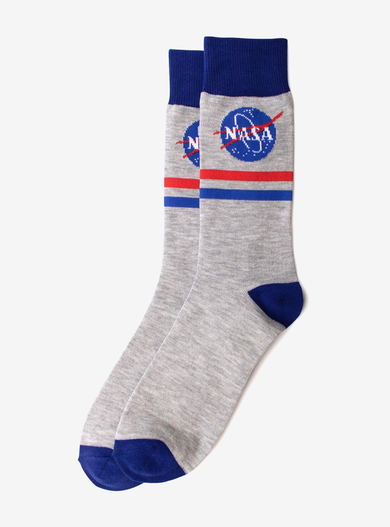 NASA Logo Stripe Crew Socks, , hi-res