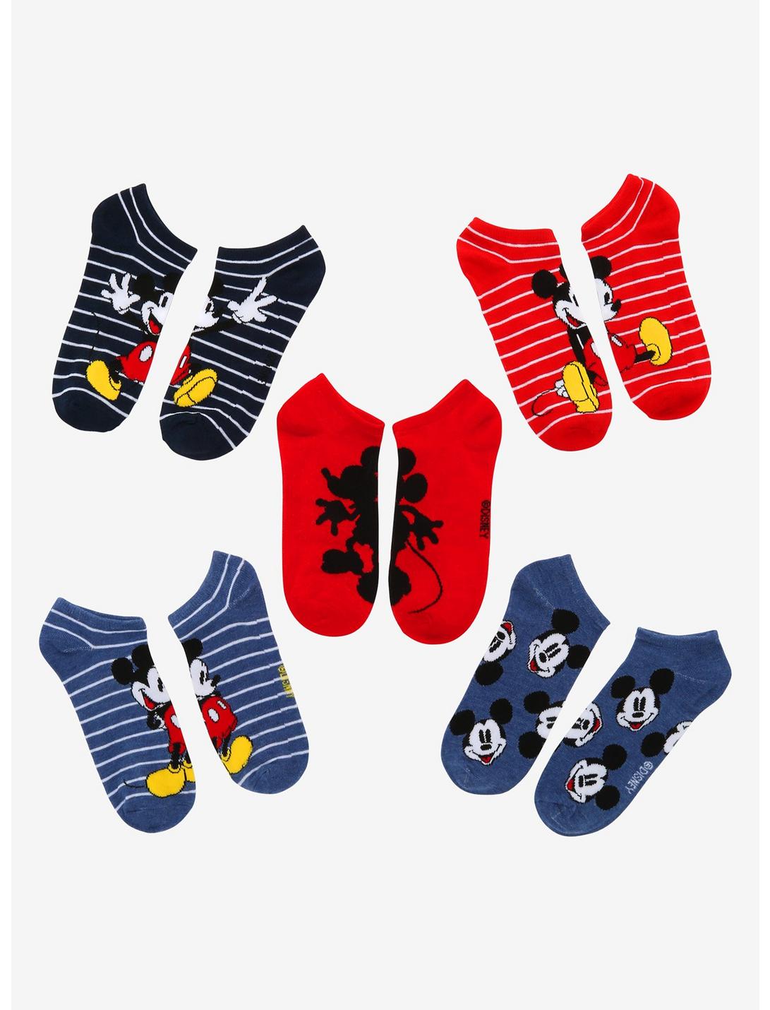 Disney Mickey Mouse Stripe No-Show Socks 5 Pair, , hi-res