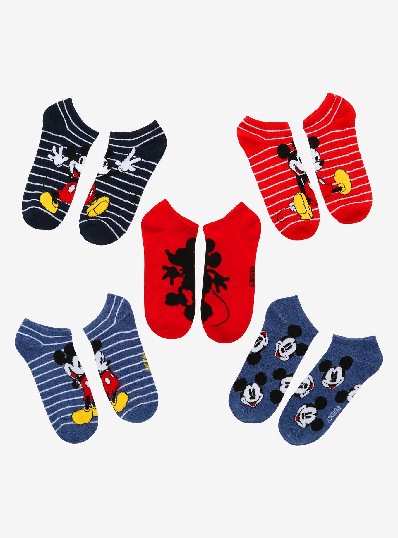 Disney Mickey Mouse Stripe No-Show Socks 5 Pair, , hi-res