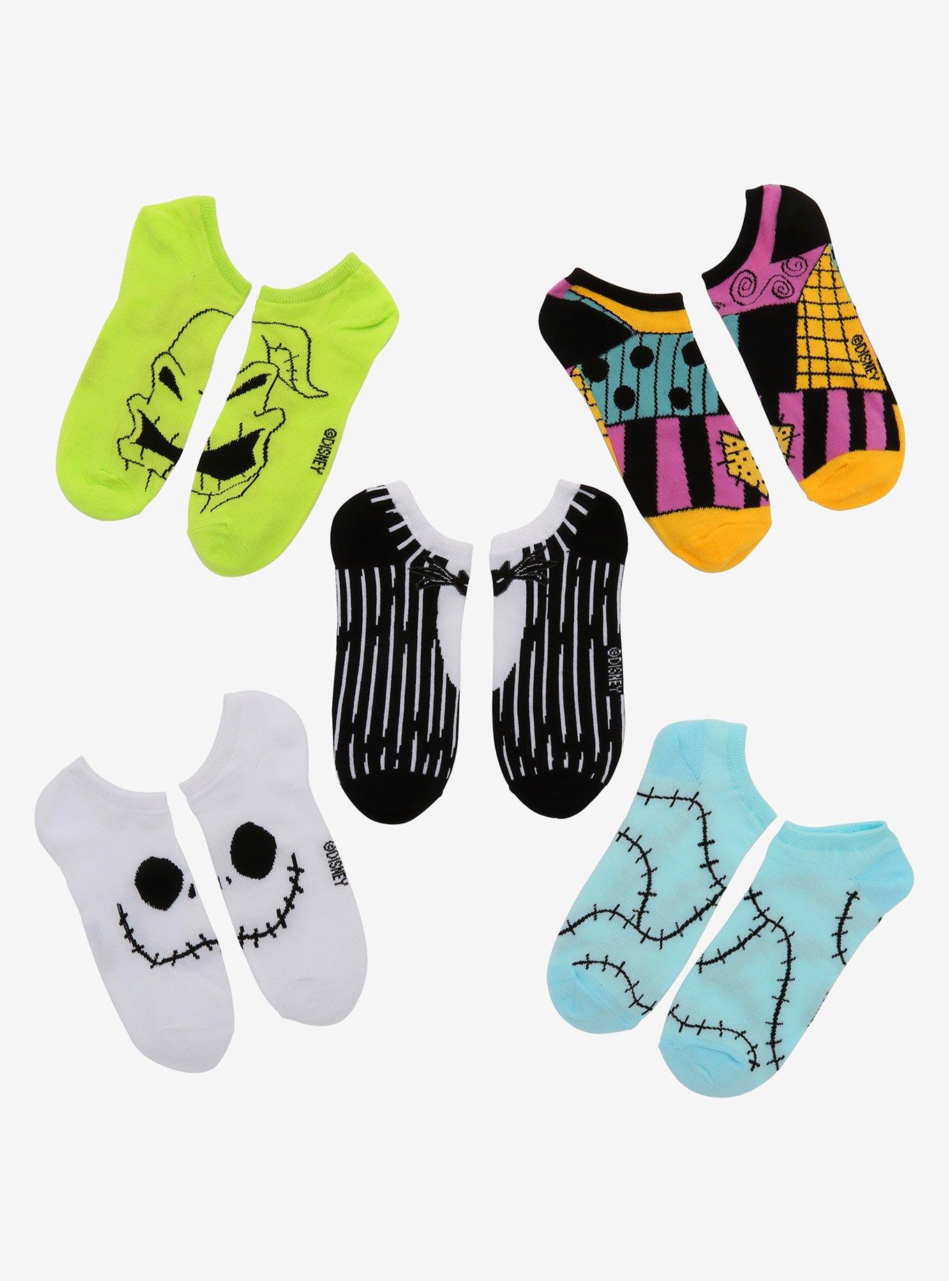 The Nightmare Before Christmas Jack Sally Oogie No-Show Socks 5 Pair, , hi-res