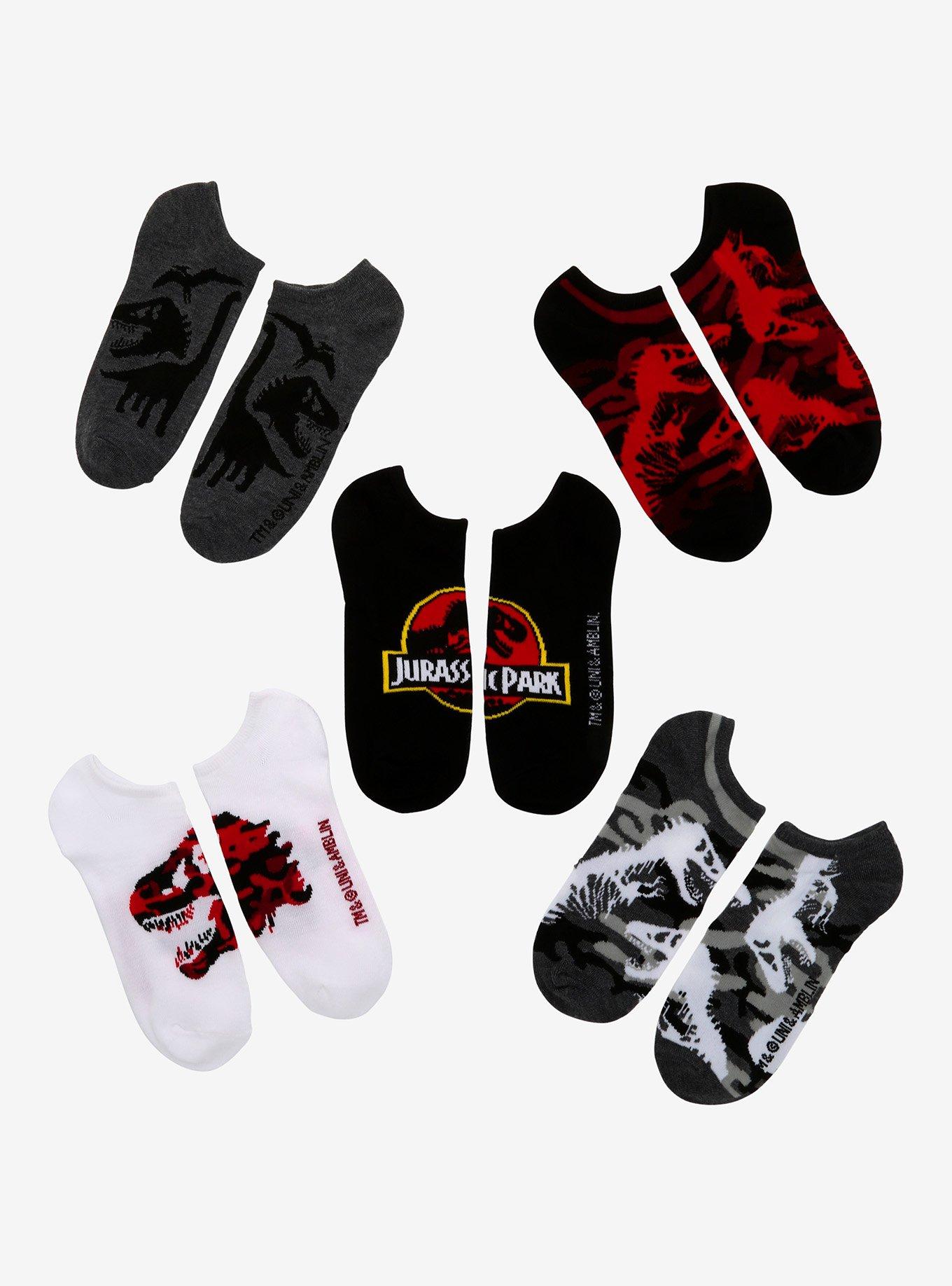 Jurassic Park Skeleton No-Show Socks 5 Pair, , hi-res