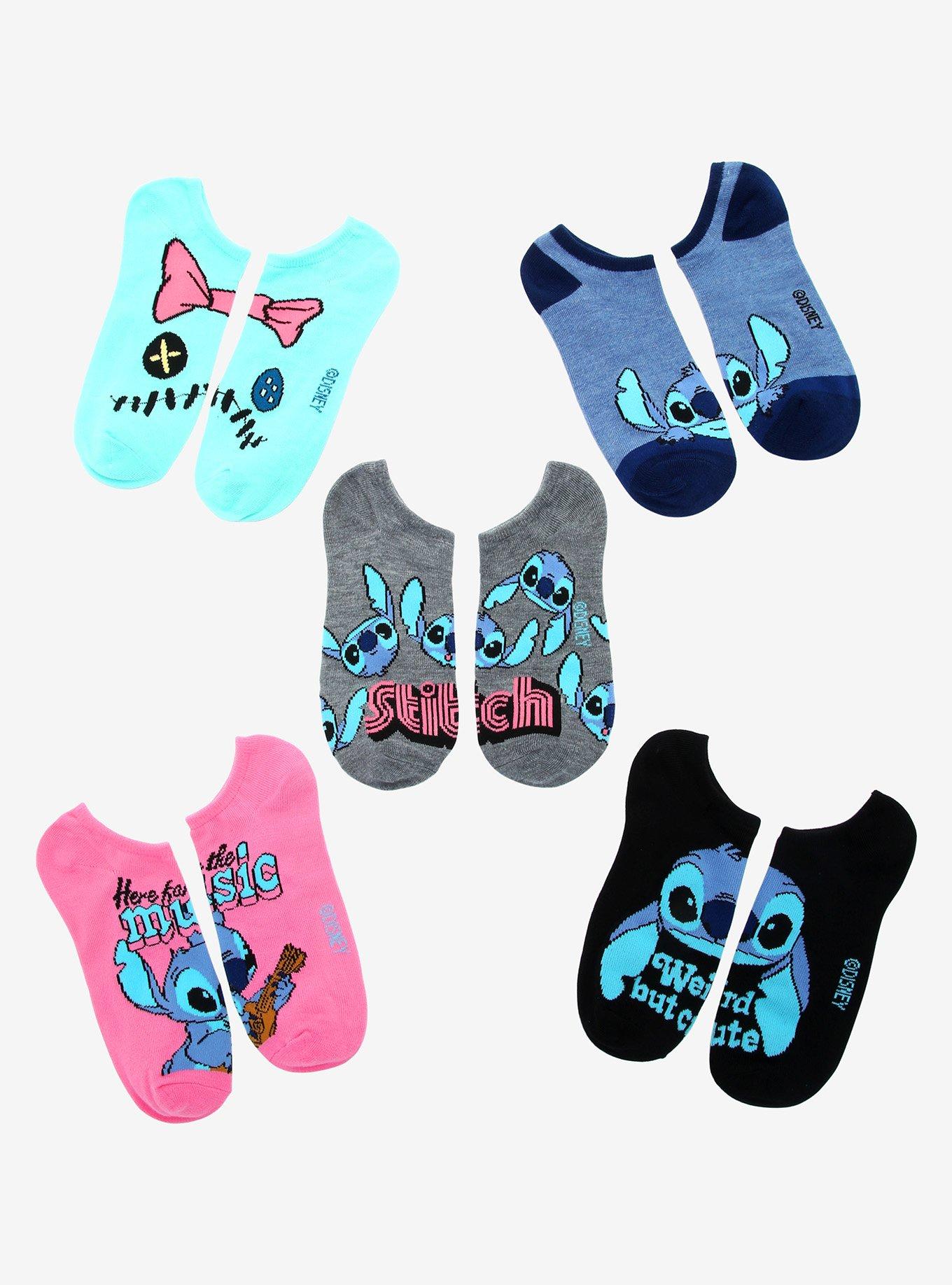 Disney Lilo & Stitch Multicolor No-Show Socks 5 Pair, , hi-res