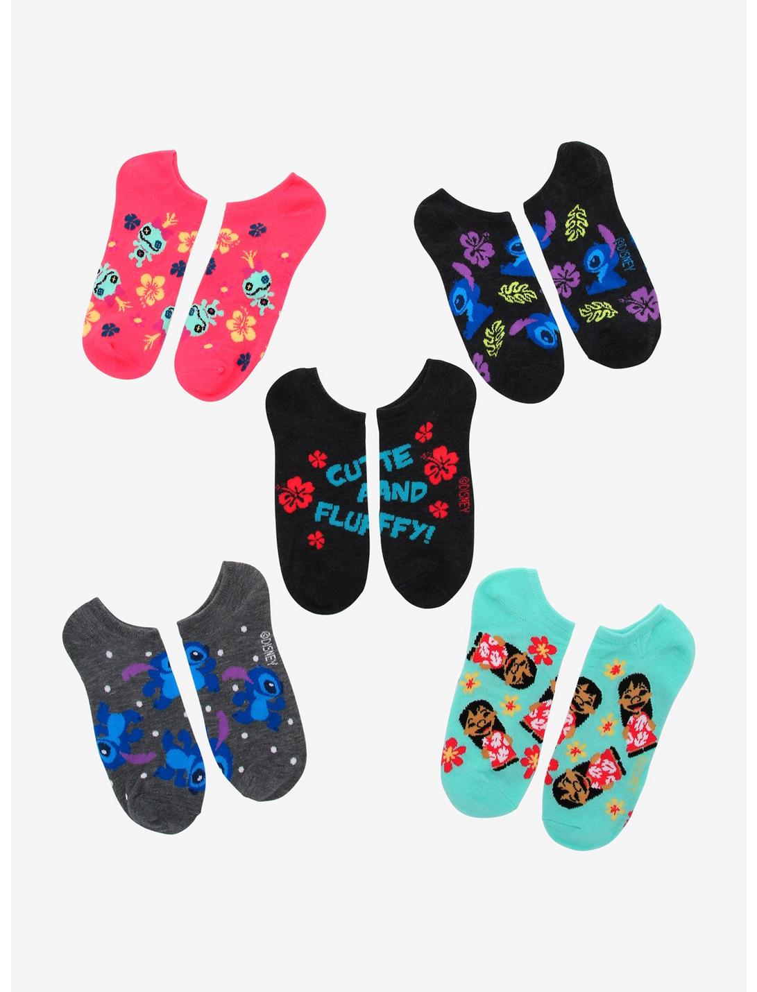 Disney Lilo & Stitch Floral Character No-Show Socks 5 Pair, , hi-res
