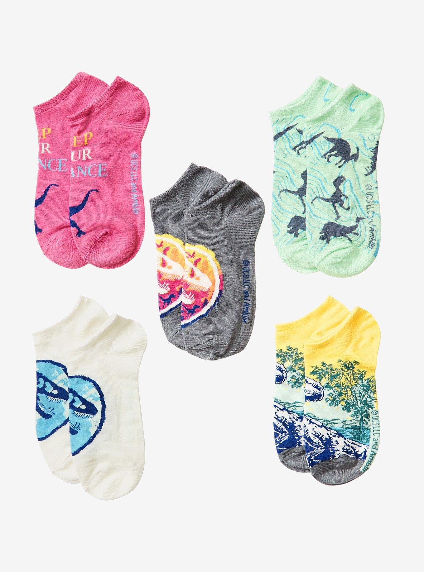Jurassic World Dinosaurs No-Show Socks 5 Pair, , hi-res