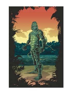 Universal Monsters Creature From The Black Lagoon Comic Art Sunset Poster, , hi-res