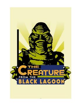 Universal Monsters Creature From The Black Lagoon Signage Poster, WHITE, hi-res
