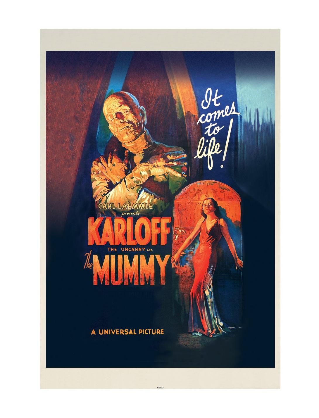 Universal Monsters The Mummy Comes To Life Poster, WHITE, hi-res