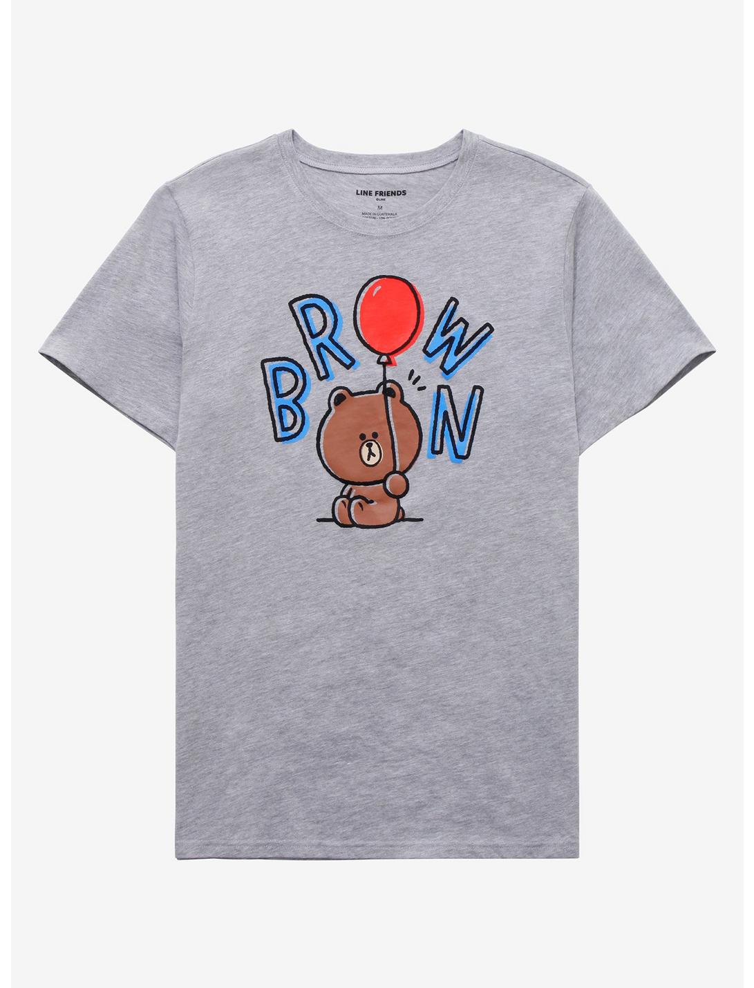 LINE FRIENDS BROWN with Balloon T-Shirt - BoxLunch Exclusive, HEATHER GREY, hi-res