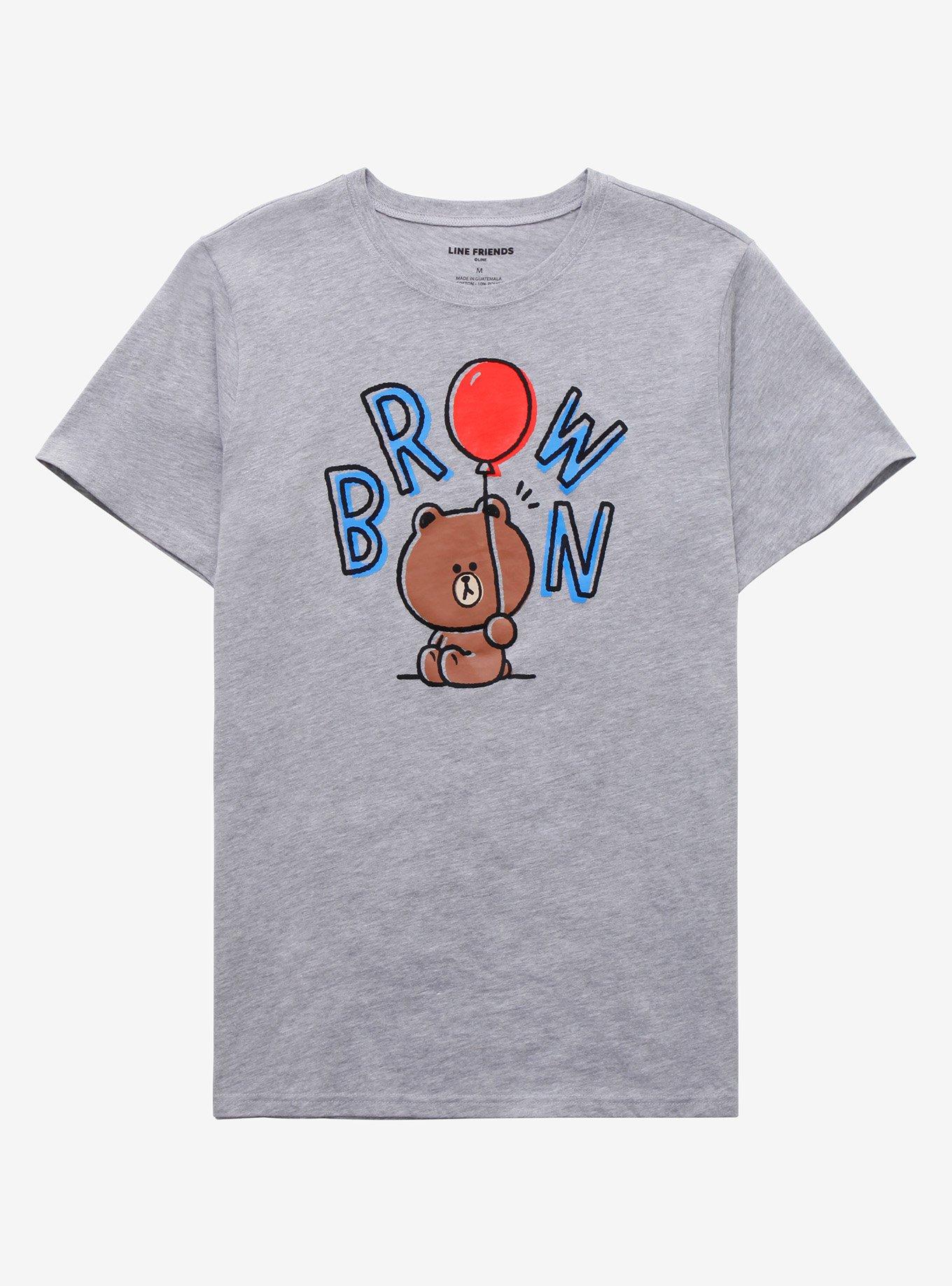 LINE FRIENDS BROWN with Balloon T-Shirt - BoxLunch Exclusive, HEATHER GREY, hi-res