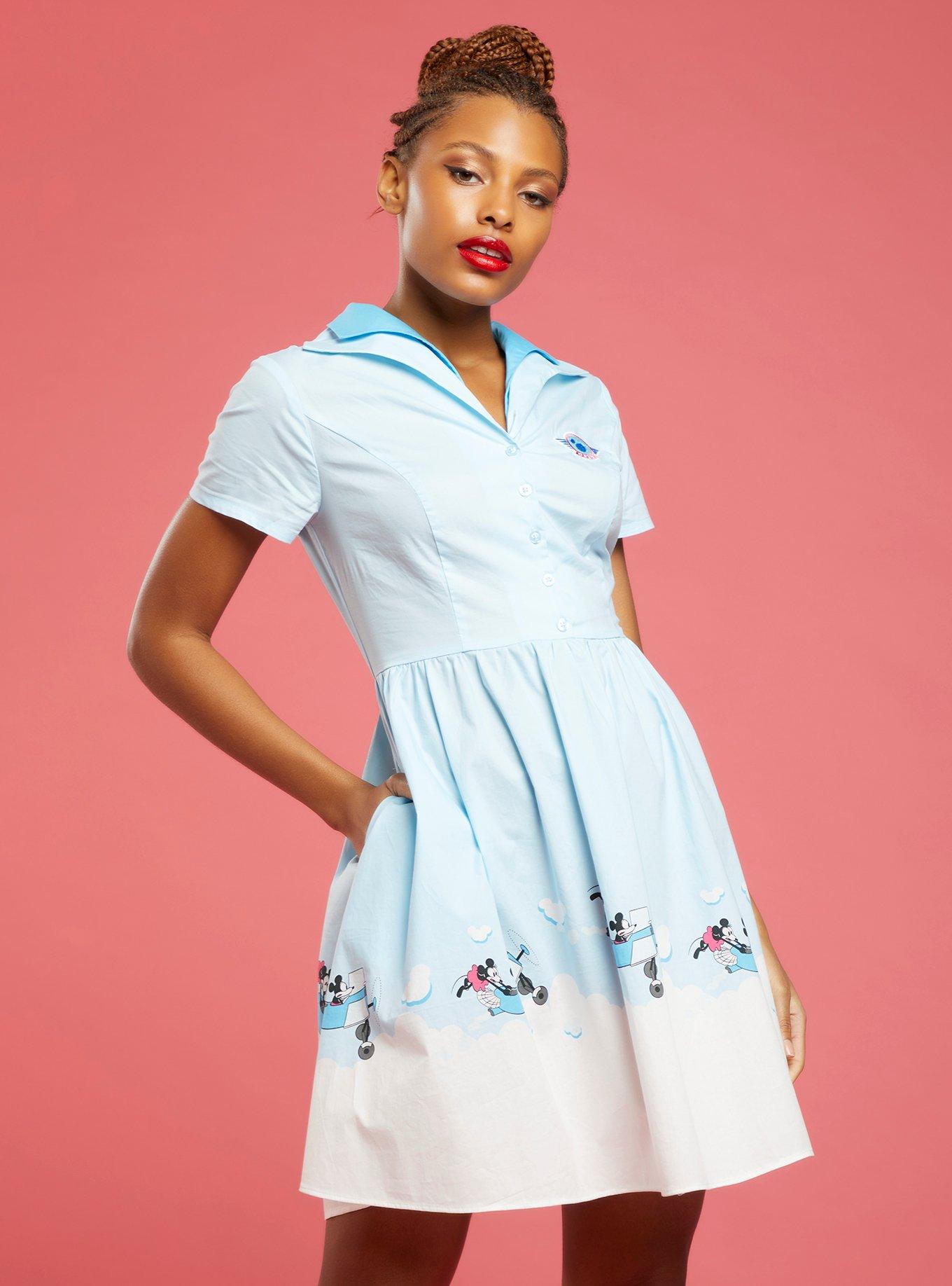 Her Universe Disney Mickey Mouse Minnie Mouse Airplane Retro Dress, MULTI, hi-res