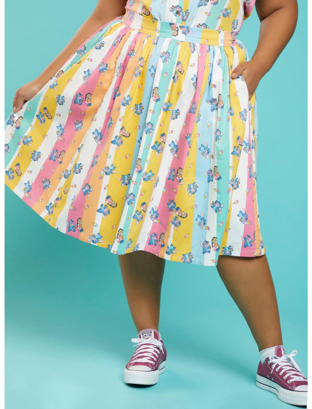 Her Universe Disney Lilo & Stitch Ice Cream Stripe Retro Skirt Plus Size, MULTI, hi-res