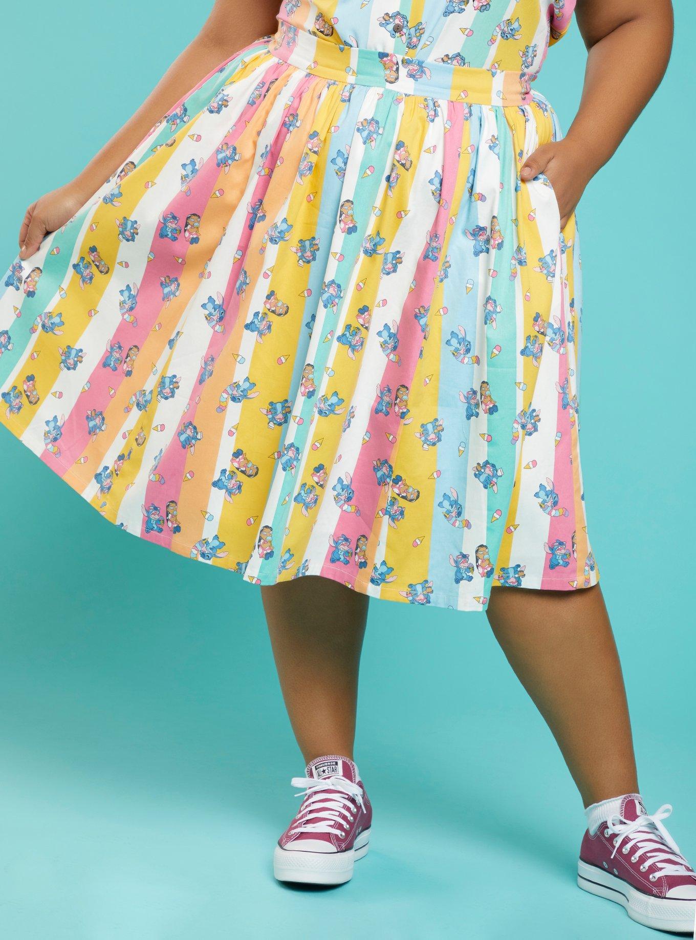 Her Universe Disney Lilo & Stitch Ice Cream Stripe Retro Skirt Plus Size, MULTI, hi-res