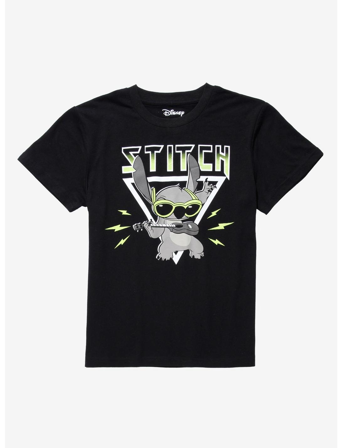 Disney Lilo & Stitch Stitch with Ukulele Youth T-Shirt - BoxLunch Exclusive, BLACK, hi-res