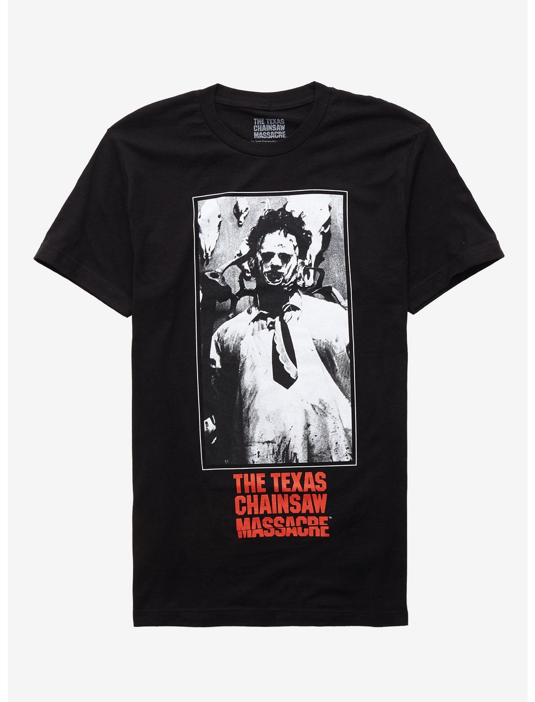 The Texas Chainsaw Massacre Black & White Leatherface Portrait T-Shirt, BLACK, hi-res