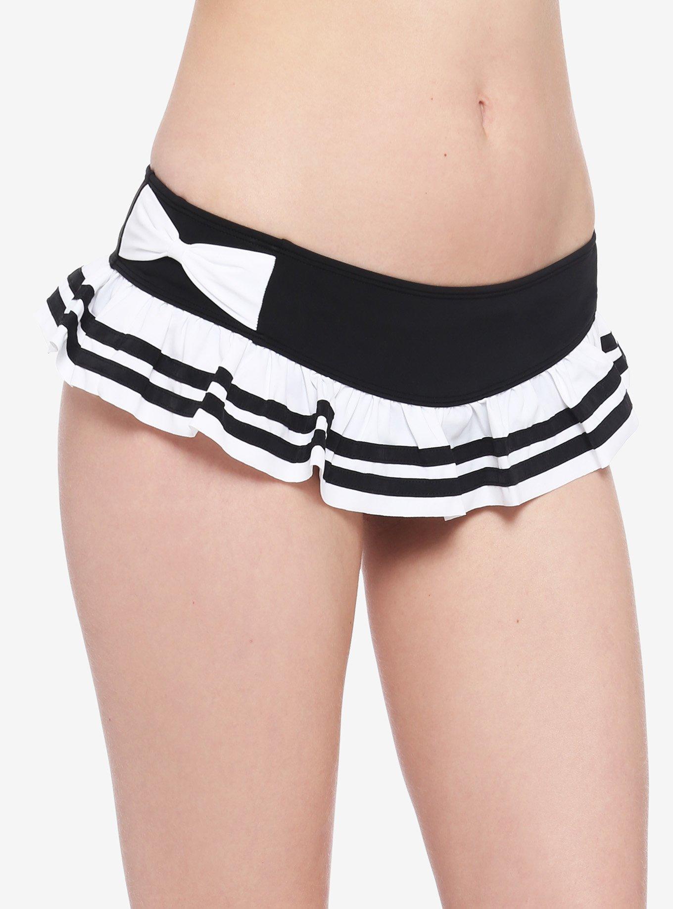 Black and white striped swim outlet skirt