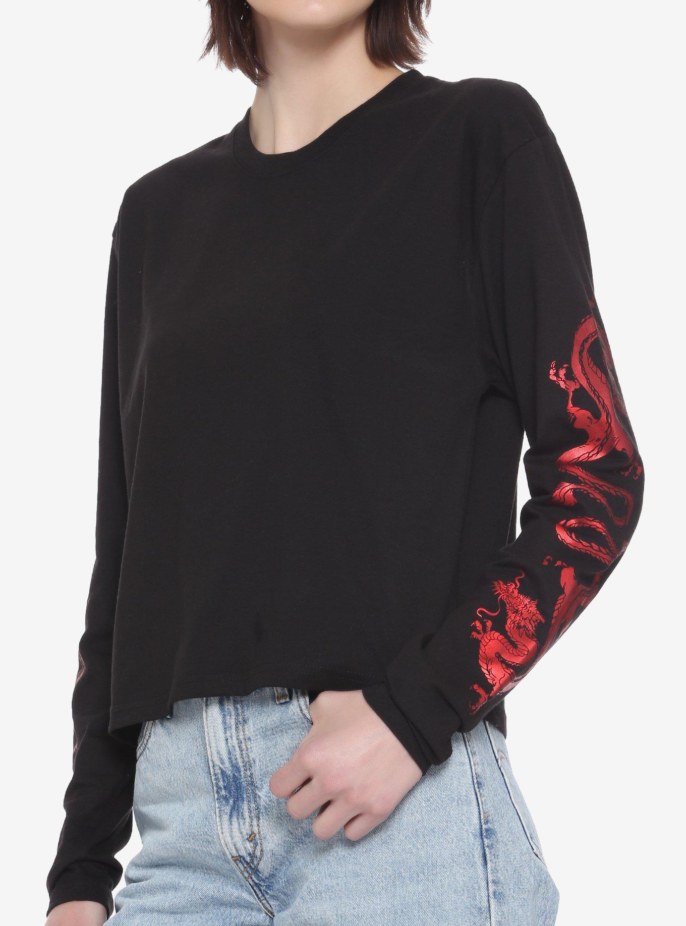 Dragon Sleeve Girls Long-Sleeve T-Shirt, BLACK, hi-res