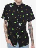 Aliens & Spaceships Woven Button-Up, BLACK, hi-res